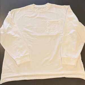 New Men's White Long Sleeve Oversized Cotton Shirt with Pocket